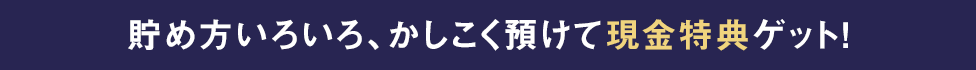 貯め方いろいろ、かしこく預けて現金特典ゲット!