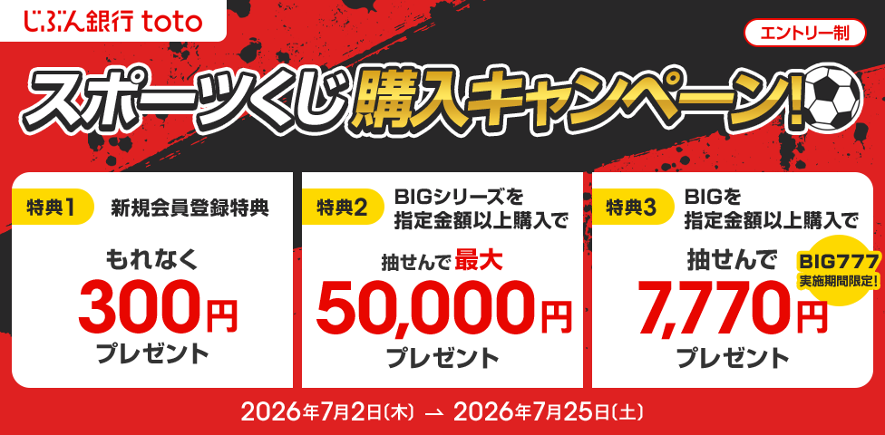 じぶん銀行toto スポーツくじ購入キャンペーン