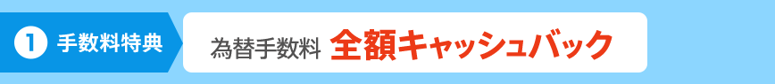 【1】手数料特典:為替手数料 全額キャッシュバック